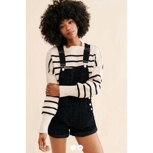 Free People Ziggy Corduroy Shortalls EUC Overalls Black One Piece XS